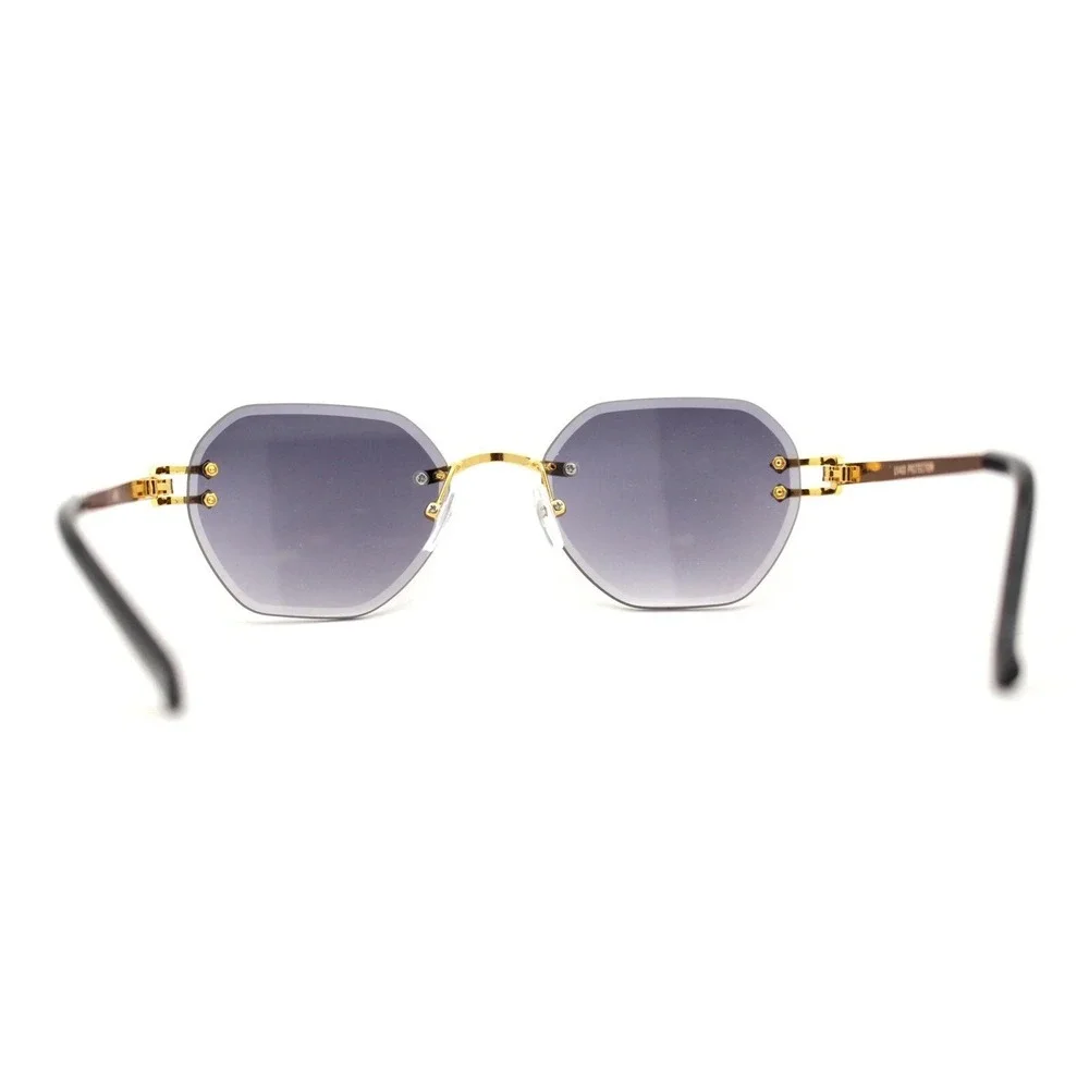 Mens Sunglasses Black Lens Geometric Metal Frame Hip Hop Cholo Shape Protection